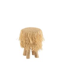 Stool Alex Raffia/teak Wood Natural