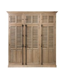 Country Closet In Oak, Weathered Finish With 3 Door Louvre Wardrobe & Top Space