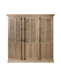 Country Closet In Oak, Weathered Finish. 3 Door Louvered Wardrobe.