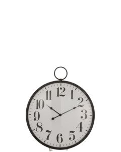 Horloge Rond Boule Verre Metal Noir