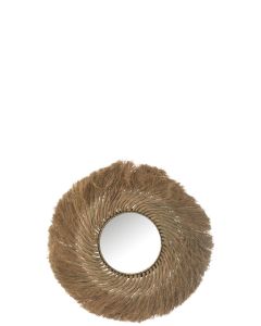 Miroir Rond Tressé Herbe Naturel S