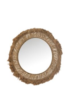 Miroir Rond Tressé Herbe Naturel L