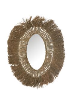 Miroir Ovale Tressé Herbe Naturel