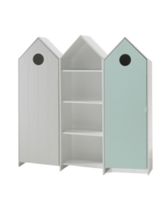 This Casami Combination Consists Of 3 Cupboards: 2 Closets With Doors In Mint Green And Pink And 1 Closet Without Door.