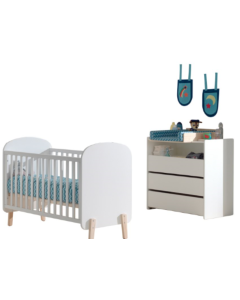 This Kiddy Combination In White Consists Of A Babybed (60x120) With Chest Of 3 Drawers And A Changing Unit.