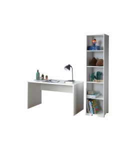 This London Combination In White Consists Of A Desk And Bookcase.