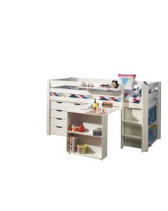 This Pino-combination Contains A Pino  Mid Sleeper White  And A Pino Desk For Midsleeper White  And A Pino Bookcase For Midsleeper White  And A Pino 4dr Chest  White  And A Pino Hanging Shelf White