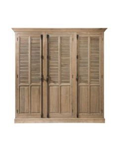Country Closet In Oak, Weathered Finish. 3 Door Louvered Wardrobe.