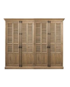 Armoire Persiennes 4 Portes Chêne Grisé